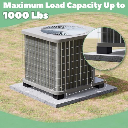 4 Pack Rubber Anti Vibration Pads, 4'' X 4'' X 2" Non-Slip Vibration Isolation Pads for Central Air Conditioner Outdoor Unit, HVAC, Air Compressor, Lift the Unit Off Ground