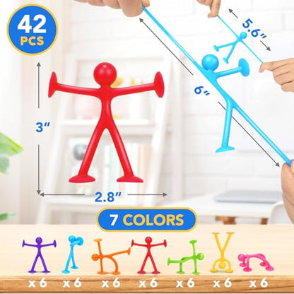 OleOletOy Fidget Toys Bulk for Kids: 42 Pack Small Suction Cup Sensory Toys for Autism Calming - Fidgets for Student Classroom Prizes Party Favors - Travel Essentials Road Trip Activities - style: 42pcs