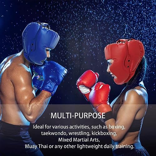 2 Pack Boxing Headgear for Men and Women, Adjustable Sparring Head Guard for Boxing, MMA, Kickboxing, Muay Thai and Taekwondo Training - color: Blue,Red