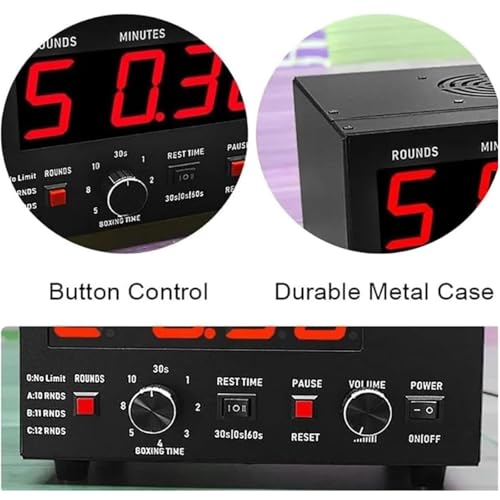 Classic Boxing Interval Timer, Professional Gymnastics Timer with LED Display, 1-12 Challenge Rounds and Adjustable Buzzer, Interval Timer for Workout, Gym Timer, Boxing Equipment,Blue - color: Blue