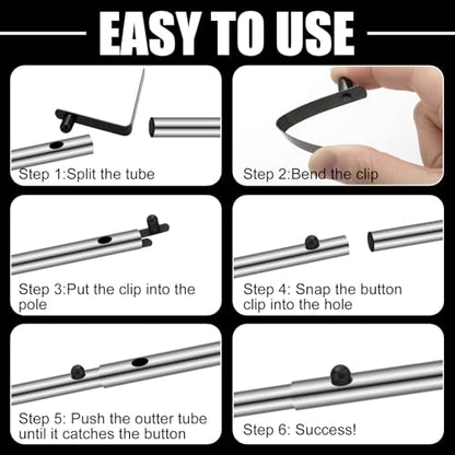8 Pieces Push Button Spring Clips Tent Pole Clips Stainless Steel Kayak Paddle Spring Snap Clips Locking Tube Pin for Camping Kayak Paddle Tent Pole - color: Black, size: 6mm