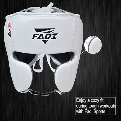 Authentic Series A2 Boxing Headgear - Premium Leather Head Guard for Kids and Adults in MMA, Kickboxing, Muay Thai, Karate, Martial Arts, and Taekwondo - color: White, size: Small-Medium