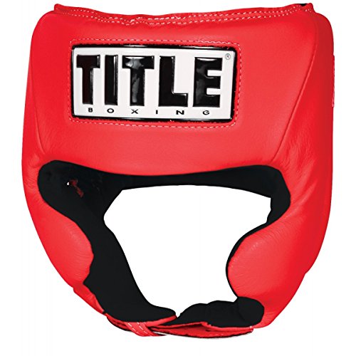 Title Boxing Amateur Competition Headgear (w/Cheeks) - Boxing Headgear, MMA Headgear, Sparring Gear, Headgear Boxing Sparring, Boxing Head Gear, Sparring Headgear, Muay Thai Headgear - color: Red, size: Medium