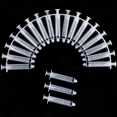 TecUnite 20 Pack Syringe, Plastic Curved Syringes for Epoxy Resin, Craft, Feeding Pets Animals, Oil or Glue Applicator - size: 10 ML