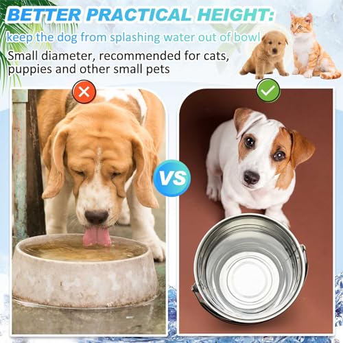 Hicarer 6 Pcs 4.2 Quart Stainless Steel Dog Water Bucket, Heavy Duty Stainless Steel Easy Clean Bucket Water Pails for Dogs Pets, for Kennels Farms Fences Cages Home - size: 4.2 Quart