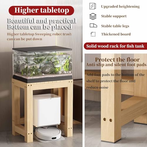 FORRTY Solid Wood Aquarium Stand – Heavy Duty Wooden Fish Tank Stand | Reptile Cage Stand | Indoor Plant Stand | Printer Table | Multi-Purpose Storage Rack | Brown/Natural | 12"-59"(30-150cm) Width(Wo