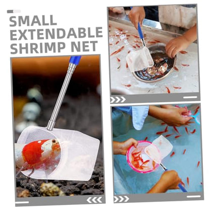 Toyvian 2pcs Mini Telescopic Shrimp Net and Fish Tank Catcher Net with Extendable Stainless Steel Handle Lightweight Mesh for Small Aquariums and Betta Fish Maintenance