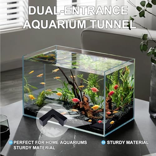 Fish Tank Tunnel with Dual Entrances, Aquarium Underground Cave Hideout for Shrimp and Small Fish, 360° Viewing Buried Cave Décor