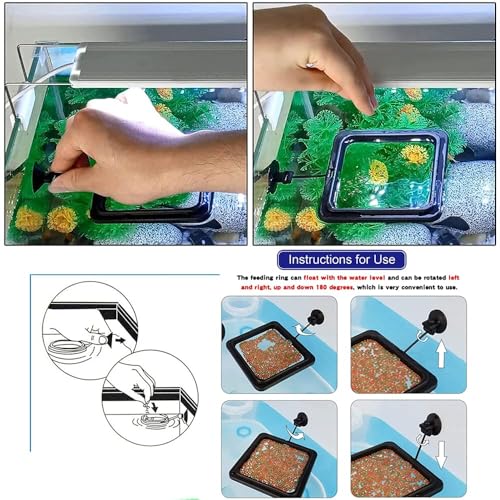 2pcs Feeding Fish Ring Set, Fish Food Feeder +Thermometer Strip, Tank Decor, Aquarium Tank Accessories for Floating Foods, for Betta, Guppy, Goldfish Etc
