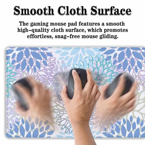 Large Desk Mat Algae Leaves Game Mats, Office Mousepad Big Mouse Pads, XXL Gaming Mouse Pad Non-Slip Rubber Base, 35.4 X 15.7 inch for Work/Game/Office/Home Vegetation. Abstract Watercolor - color: Algae Leaves