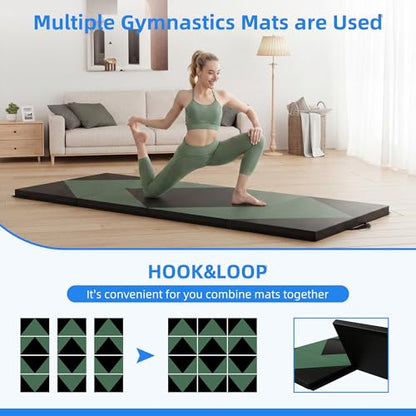 Polar Aurora 4'x8'x2 Thick Folding Gymnastics Exercise Mat Aerobics Stretching Yoga Mats - color: Green-Black