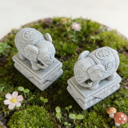 livelyfish Small Elephant Figurines A Pair Aquarium Decor Elephant Statues Bonsai Ornaments for 10 Gallon or Smaller Fish Tanks FengShui Decor (S)