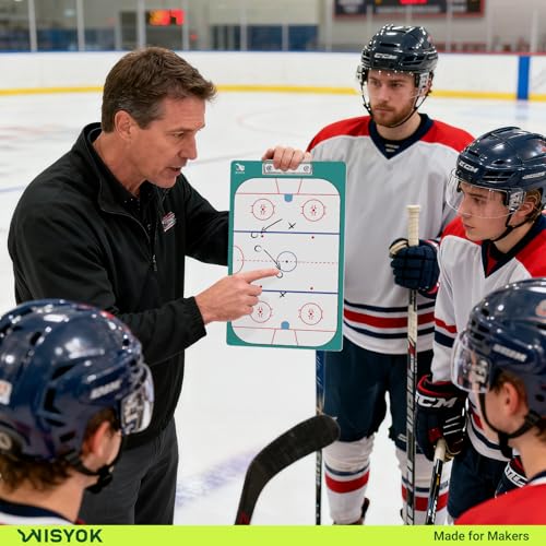 WISYOK Hockey Clipboard for Coaches, Dry Erase | with Marker, Double-Sided, Ideal for Game Strategy, Team Lineup, Practice Drills - style: Hockey
