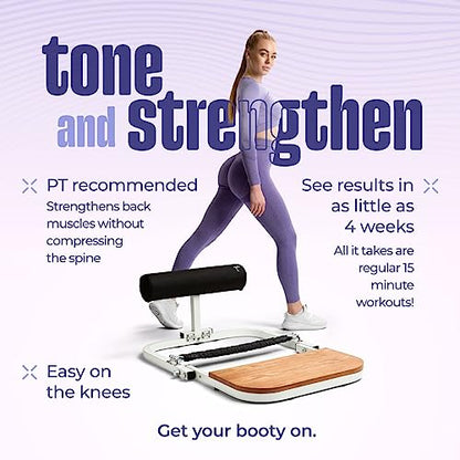 Hip Thrust Machine for High Resistance Glute Training - Home Gym Workout - Comes with 45, 90, and 135 Lbs of Resistance - color: White