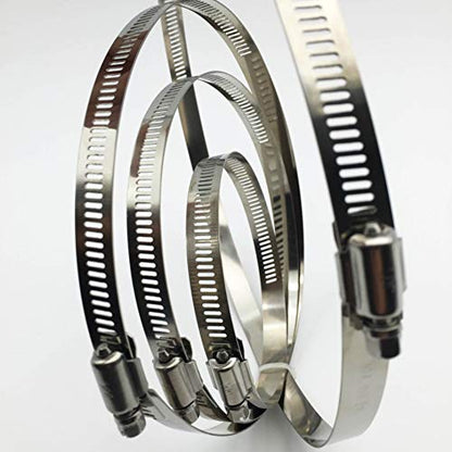 4Pcs 4.5" Adjustable 304 Stainless Steel Duct Clamps For 4" Hose Clamp Pipe Clamp Air Ducting Clamp worm drive hose clamps (Silver)