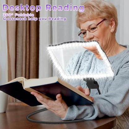 Large 10X Rechargeable Magnifying Glass for Reading with Light Hands Free Magnifying Glass Neck Wear Magnifier with 50 Led Lights Full Book Page Magnifier for Seniors Low Vision Elderly - color: Black