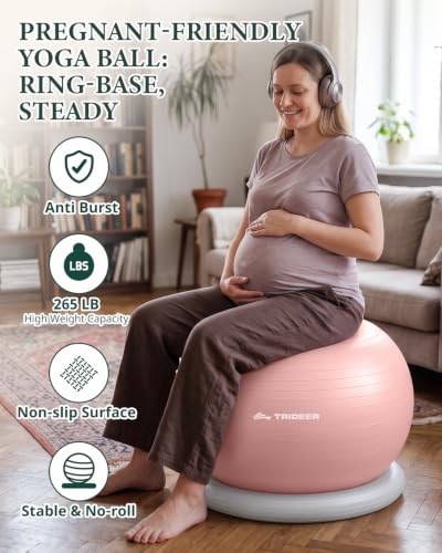 Trideer Exercise Ball Chair – Yoga Ball Chair for Office, Pregnancy & Home - color: Pink, size: XL(27-30ines/68-75cm)