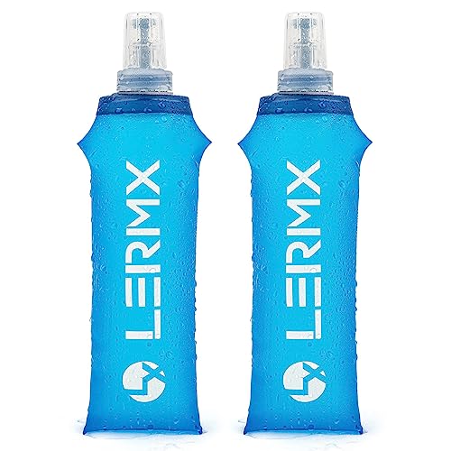 LERMX Quick Grip Chill 17 oz / 500ml TPU soft Flask Water Bottle Hydration Pack BPA-Free Running Flask for Hydration Pack, for Running Hiking Cycling Climbing-2PCS