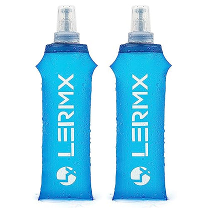 LERMX Quick Grip Chill 17 oz / 500ml TPU soft Flask Water Bottle Hydration Pack BPA-Free Running Flask for Hydration Pack, for Running Hiking Cycling Climbing-2PCS