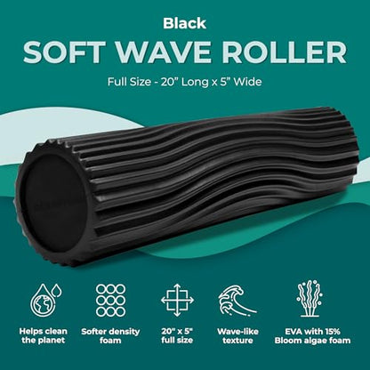 Oceanfoam Soft Tidal Roller - Soft Density Foam Roller for Beginners, Black - color: Black