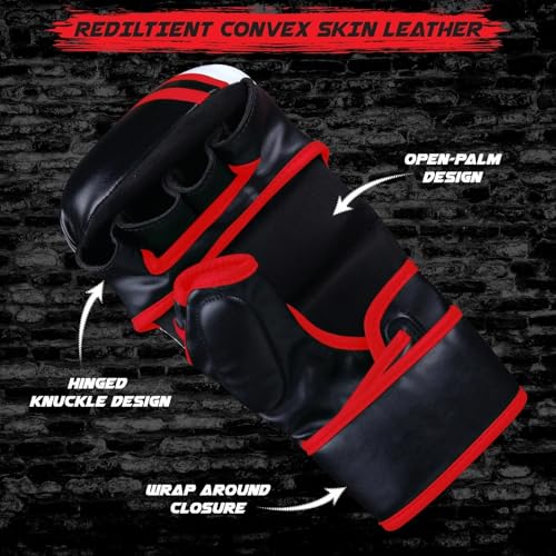Hybrid MMA Sparring Gloves for Grappling, Kickboxing, and Open Palm Martial Arts - color: Red, size: 3X-Large