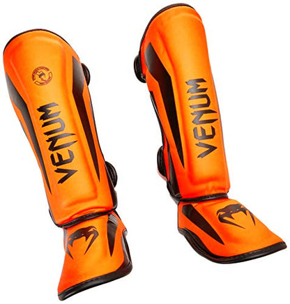Venum Kids Elite Shinguards - color: Neo Orange, size: Medium: 6-8 Years