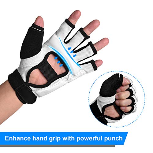Xinluying MMA Gloves, 8mm EVA Padding, Adjustable Wrist Strap, Women & Kids - color: White, size: Medium
