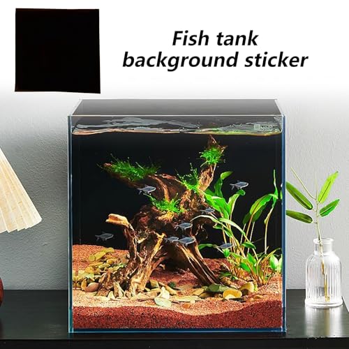 Aquarium Background Static Cling, Black Fish-Tank Background,Stick On Black Aquarium Backdrop Poster Film for Home and Commercial Use Poster Wallpaper Decorations