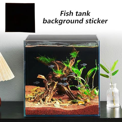 Aquarium Background Static Cling, Black Fish-Tank Background,Stick On Black Aquarium Backdrop Poster Film for Home and Commercial Use Poster Wallpaper Decorations