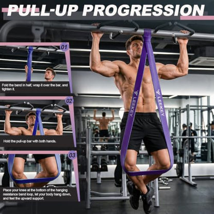 Resistance Bands for Pull Up Assist, Stretch Bands & Exercise Workout Set - color: 15-125LBS PINK PURPLE