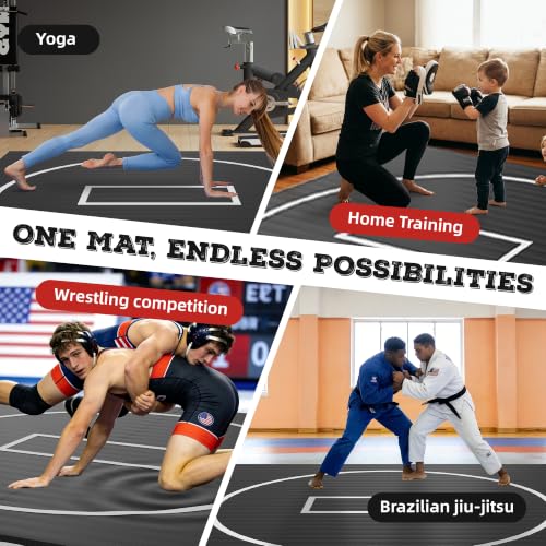 Wrestling Mat for Home Training BJJ MMA Jiu Jitsu Roll Up Mat - color: Black, size: 8FTx8FTx1.25inch