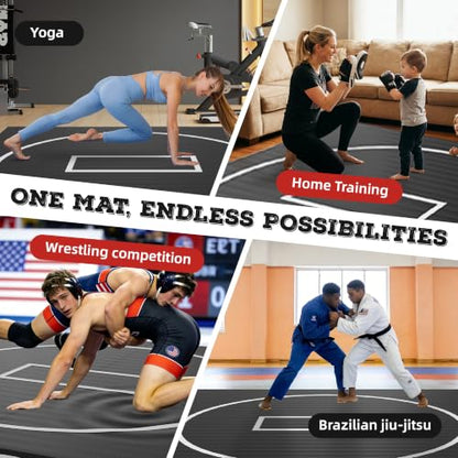 Wrestling Mat for Home Training BJJ MMA Jiu Jitsu Roll Up Mat - color: Black, size: 8FTx8FTx1.25inch