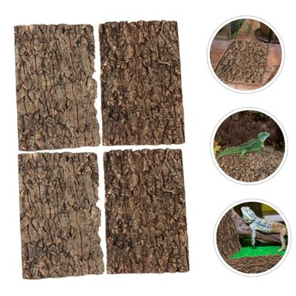 Lurrose 4pcs Natural Bark Terrarium Background for Reptile Tank Aquarium Decor Lightweight Bark Panel for Lizard Turtle Frog Habitat Versatile Scenic Board for Terrarium and Photo Props