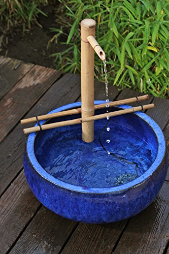 18" Adjustable Bamboo Fountain Kit with Pump – Large Zen Water Feature for Bowls, Basins, Ponds & Backyard Gardens, Indoor/Outdoor (Container Not Included)