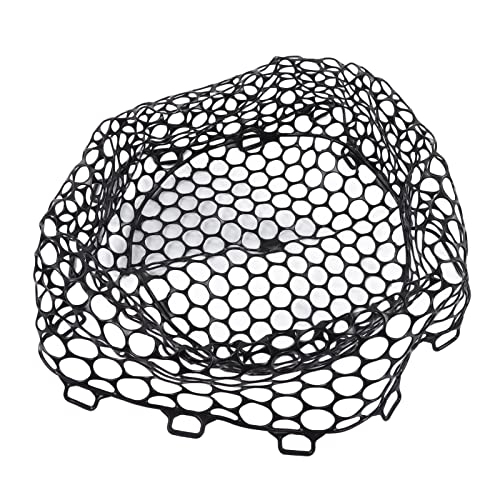 OUKENS Fishing Net, 14.9in x 12.6in Black Rubber Replacement Fish Nets, Deepened Soft Flexible Foldable Fishing Landing Mesh Without Handle for Angler Freshwater Saltwater