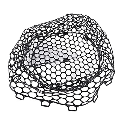 OUKENS Fishing Net, 14.9in x 12.6in Black Rubber Replacement Fish Nets, Deepened Soft Flexible Foldable Fishing Landing Mesh Without Handle for Angler Freshwater Saltwater