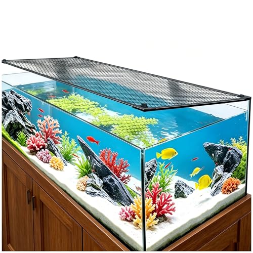 Magnetic Fish Tank Cover Net, Plastic Cuttable Fish Tank Anti-Jump Protective Lid, Adjustable Size, Ventilation Transparency Reptiles from Jumping Out - size: 60x40cm/23.62x15.75"
