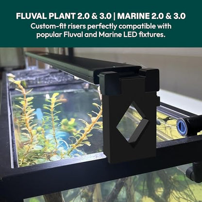 Aquarium Light Risers for Fluval Plant & Marine 3.0 & 2.0 LED | Heat-Resistant Polymer Stand | Toolless Easy Install (3-Inch) - size: 3-Inch