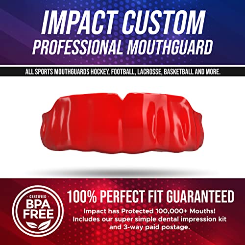 Impact All Sports Mouthguard Lacrosse, Football, Hockey, Basketball, Jiu-Jitsu, and More, Breathable Mouthguard for Youth Adults, Professional Custom-Fit, Red - color: Red