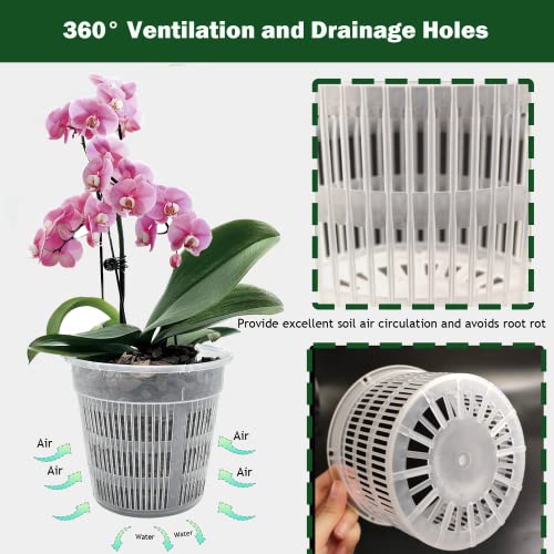 12Pcs Orchid Pot, 3 Each of 4.5, 5.5, 6.3 and 7.5 Inch Orchid Pots with Holes, Clear Plastic Flower Plant Pot Indoor Outdoor Use(3 Each of 4.5,5.5, 6.3,7.5in)