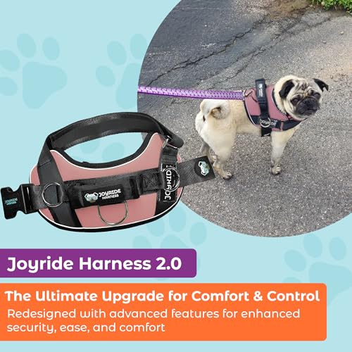 Joyride Dog Harness 2.0 | No-Pull | Pink 2.0 | L | Reflective no-choke quick-fit vest with 3 leash clips and escape-resistant design for easier walks and training - color: Pink 2.0, size: L