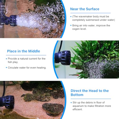 hygger Aquarium Wave Maker for 5-10 Gallon Fish Tanks, Adjustable DC Power Heads for Aquarium with Controller, Aquarium Circulation Pump With Magnetic Base for Saltwater Freshwater Tank 660 GPH - size: 660GPH