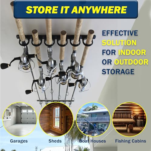 Rush Creek Creations Ceiling Fishing Rod Holder for 6 Rods, Fishing Gear - size: Two Pack