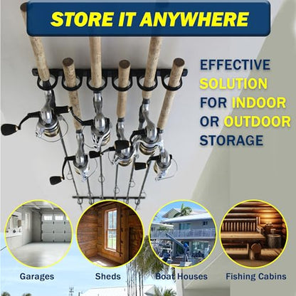 Rush Creek Creations Ceiling Fishing Rod Holder for 6 Rods, Fishing Gear - size: Two Pack