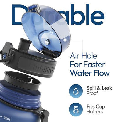 Embrava Sports Water Bottle (32oz, Aqua Fusion) Fast Flow Flip Top Lid - color: Aqua Fusion, size: 32 Ounces