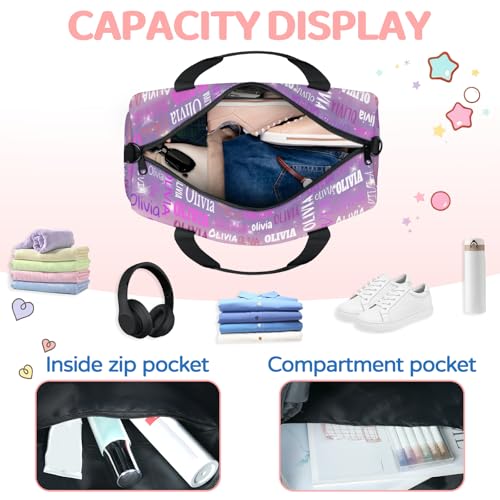 Custom Dance Bag with Name for Travel, Purple Blue Galaxy Background - color: Purple Blue