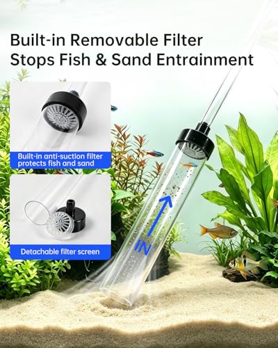 5ft Siphon Hose Fish Tank Cleaner, Aquarium Water Changer，Gravel Vacuum for Aquarium Sand & Gravel – Premium Designed for Superior Cleaning Performance, Safer Material, Battery-Free Design | Superior Cleaning Power;Safer Design – No Electricity, No Chemic
