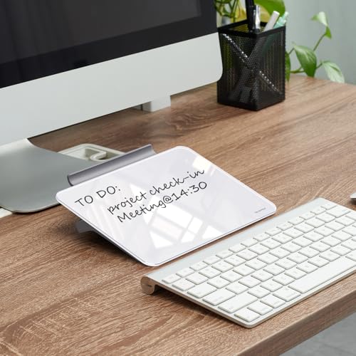 Small Desktop Whiteboard - Glass Dry Erase Board 8 X 6 Inches Tabletop Easel Whiteboard with Stand, Desk Board Buddy for Artist, Teacher and Student - color: 8 X 6 Inches - White