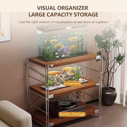 Aquarium Stand ,Adjustable Three-Layer Fish Tank Stand With Shelves, Ideal For Home/Office Use, Space-Saving Storage Solution(60cm/23.6in) - size: 60cm/23.6in
