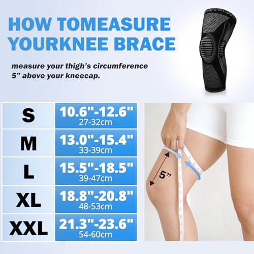 POWERLIX Knee Compression Brace with Support & Silicon Pad for Pain Relief | Best Knee Brace for Men & Women, support for Running, Basketball, Weightlifting, Gym, Workout, Sports